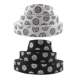 2 Roll Sports Ball Ribbons Volleyball Craft Ribbons Pattern Wired Ribbons Gift Wrapping Ribbons Party Decoration Ribbons for Team Hair Bows