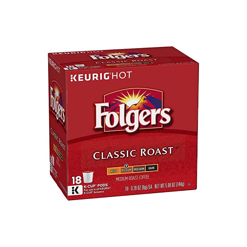 Folgers Classic Roast Coffee, Medium Roast Coffee, K Cup Pods