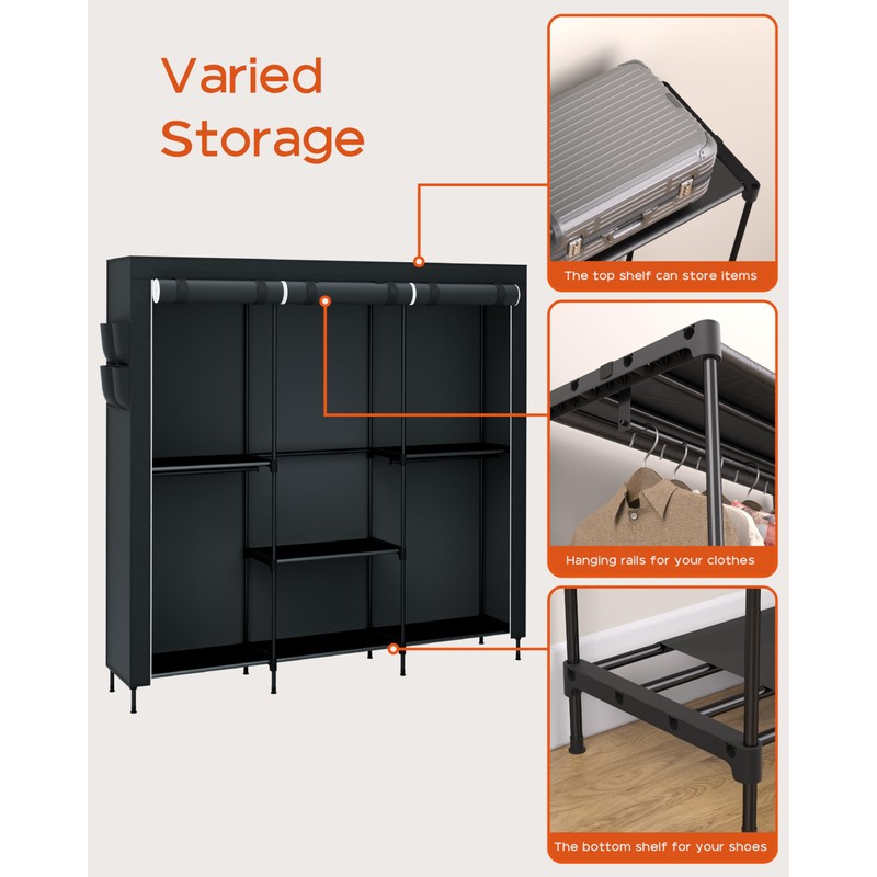 CASAMAYA Portable Closet, 81.5 Inch Extra Large Capacity Wardrobe Closet