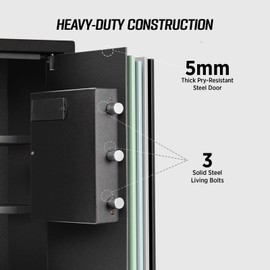 ISLANDSAFE Security Safe Cabinet Personal Box, 1.7 Cuft with Digital Keypad Lock and Keys Safe Box for Cash Money Home Dorm Office Hotel Business Jewelry, (1.7Cubic Feet Black)