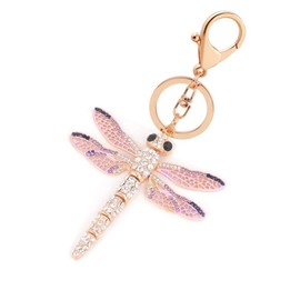 Tvoip Rhinestone Animal Key Chain Cute Charm Bling Crystal Gift Keychain (Dragonfly)