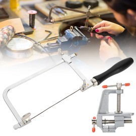 Jewlers Saw Frame, 12 Blades Jewellers Sawbow Saw Frame Mini Bench Vice Jewellery Saw Set with Clamp Jewellery Making DIY Craft Tool Jewellers Sawbow Saw Frame Coping Saw Frame
