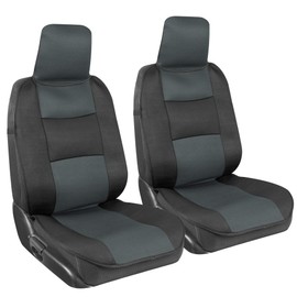 BDK EasyFit Car Seat Covers for Front Seats, Gray – Front Seat Cover Set with Integrated Headrest Cover, Quick Slip-On Installation and Two-Tone Accent, Fits Most Car Truck Van SUV