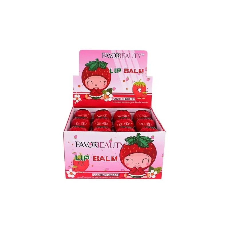 Caja De 24 Bálsamos Para Labios Hidratante Forma De Fresa