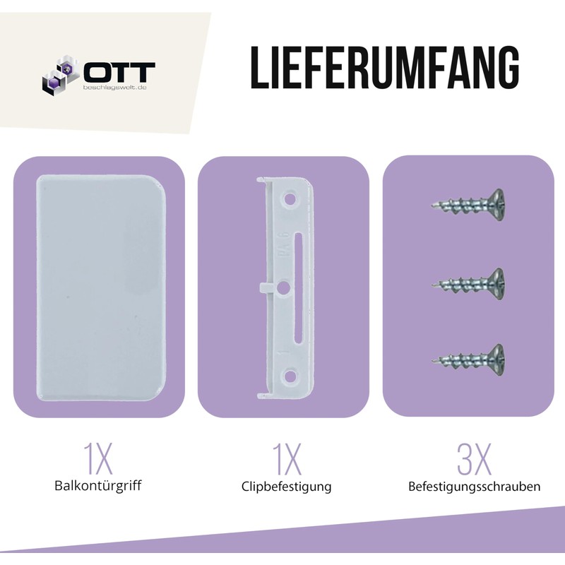 OTT Beschlagswelt GKG BG53 Balcony Door Handle PVC White