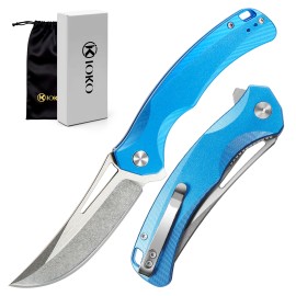 LONSDOW  14C28N Folding Knives Pocket Self-Defense Aluminum Alloy Handle Camping Hunting Survival Outdoor Knivescolor: Blue FK-092-6, blade length: 8.5 cm, blade width: 2.8 cm, type: Pocket Knife