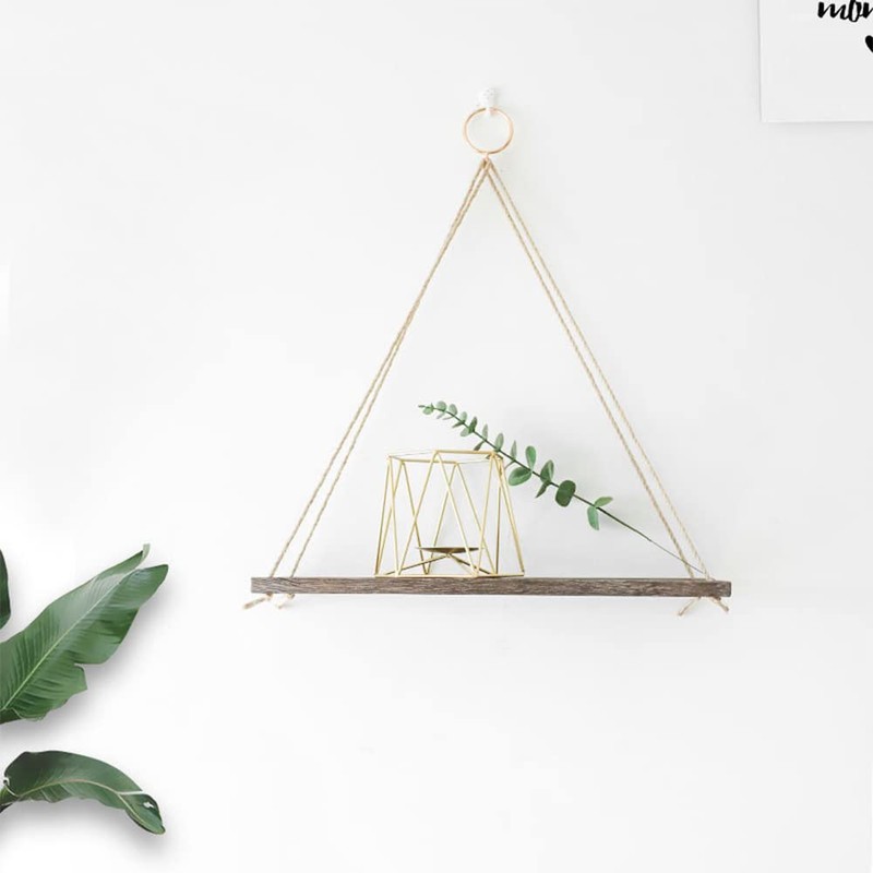 CENPEK Hanging Distressed Wood Floating Shelves with Swing Rope, Farmhouse