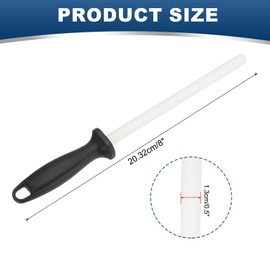 uxcell 8 Inch Ceramic Knife Sharpener Honing Rod, High Hardness Sharpening Rod Knife Sharpener Steel for Kitchen Knife White