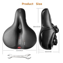 Hmseng Bicycle Saddle, Soft Shock Absorbing Breathable Bicycle Saddle with Waterproof Cover Installation Tools - Red