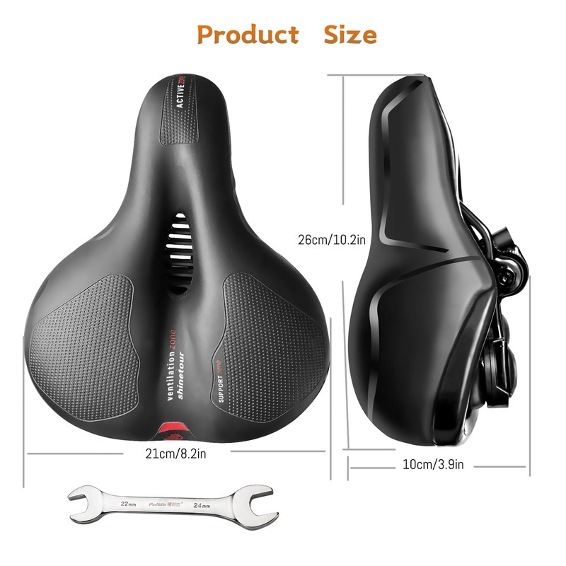 Hmseng Bicycle Saddle, Soft Shock Absorbing Breathable Bicycle Saddle with