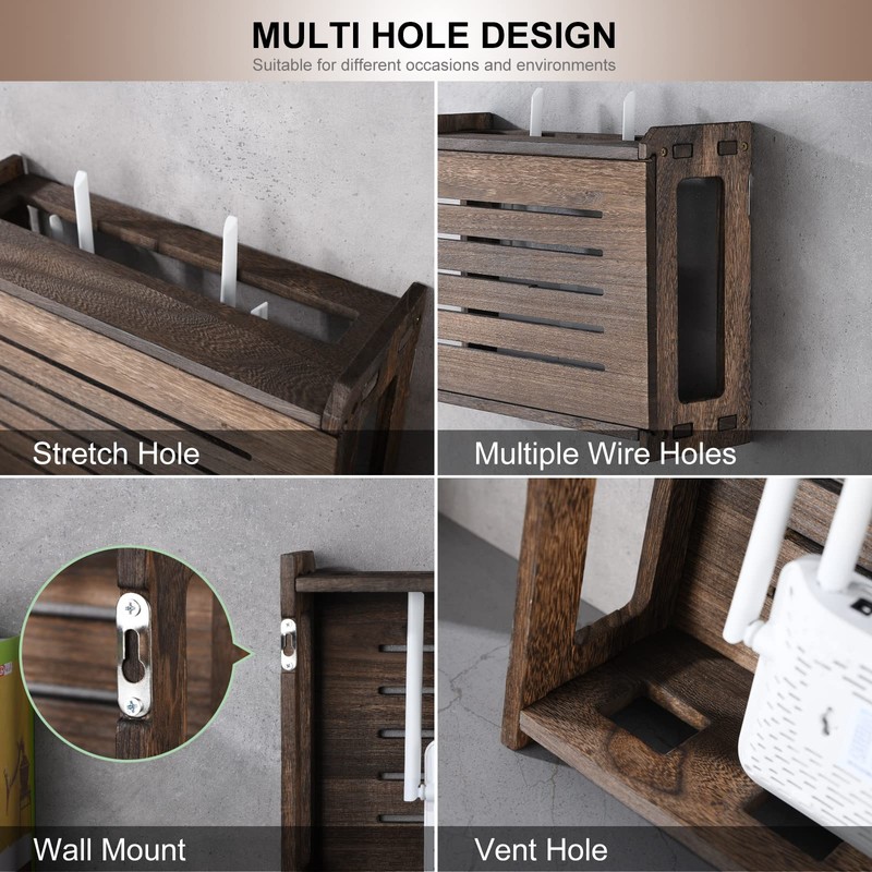 BEARUT Wooden Router Shelf Wall Mount WiFi Router Storage Box
