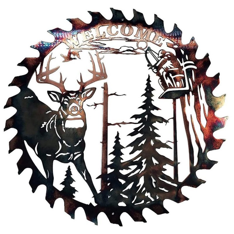 Metal Wall Art Cut Decor Elk Saw Blade Wall Deer