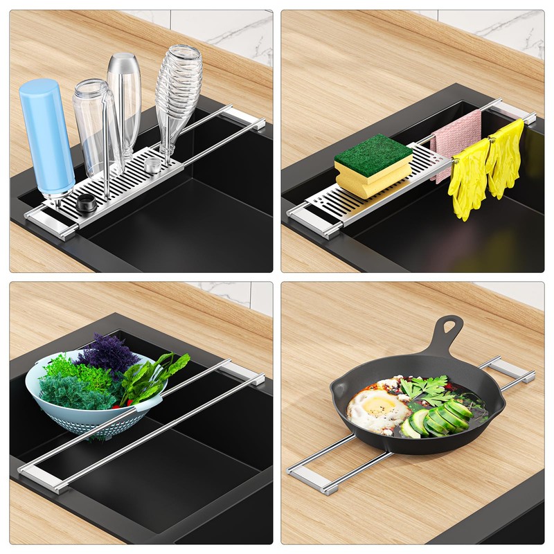 Expandable Over Sink Water Bottle Drying Rack with Dish Cloth