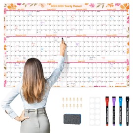 EYROZILL 2025-2027 Dry Erase Wall Calendar, 48"x32" Large Monthly Planner for Home, Office & Classroom, Academic Year Whiteboard with Markers & Eraser (July 2025 - June 2027)