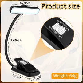 Mudder 24 LED Rechargeable Book Light Book Lover Gift for Reading in Bed with Memory Function Eye Caring 3 Color Temperatures Stepless Dimming Brightness Lightweight Flexible Clip on Light