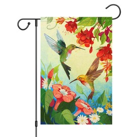 Louise Maelys Welcome Spring Garden Flag 12x18 Double Sided Vertical, Burlap Small Bird Floral Garden Yard House Flags Outside Outdoor House Spring Summer Decoration (ONLY FLAG)