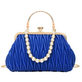 Solyinne Bolso de mano para mujer, bolso de noche perlado, sobre de noche, nupcial, boda, fiesta, club, bolsos cruzados, Azul