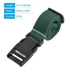 sourcing map Utility Strap with Buckle 1x40 Inch Polyester Quick Release Adjustable Belt for Travel Outdoor Bag Luggage Packing (Light Green, Pack of 2)