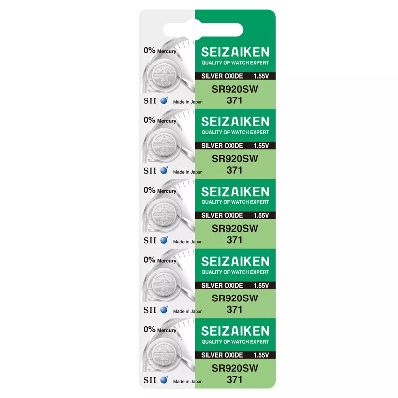 Seizaiken 371 SR920SW 1.55V 0%Hg Silver Oxide Watch Battery -