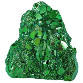 Sportmusies Titanium Coated Rock Crystal Cluster Specimen Home Office Decoration, Irregular-Shaped Quartz Cluster Stone for Reiki Healing Meditation, Green