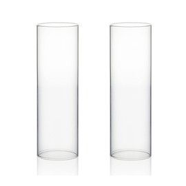 WGVI Hurricane Candle Holder Sleeve, Wide 2.5", Height 8", 2 Pieces, Clear Glass Cylinder Open Both Ends, Chimney Shade Tube (HST2508_2pc)