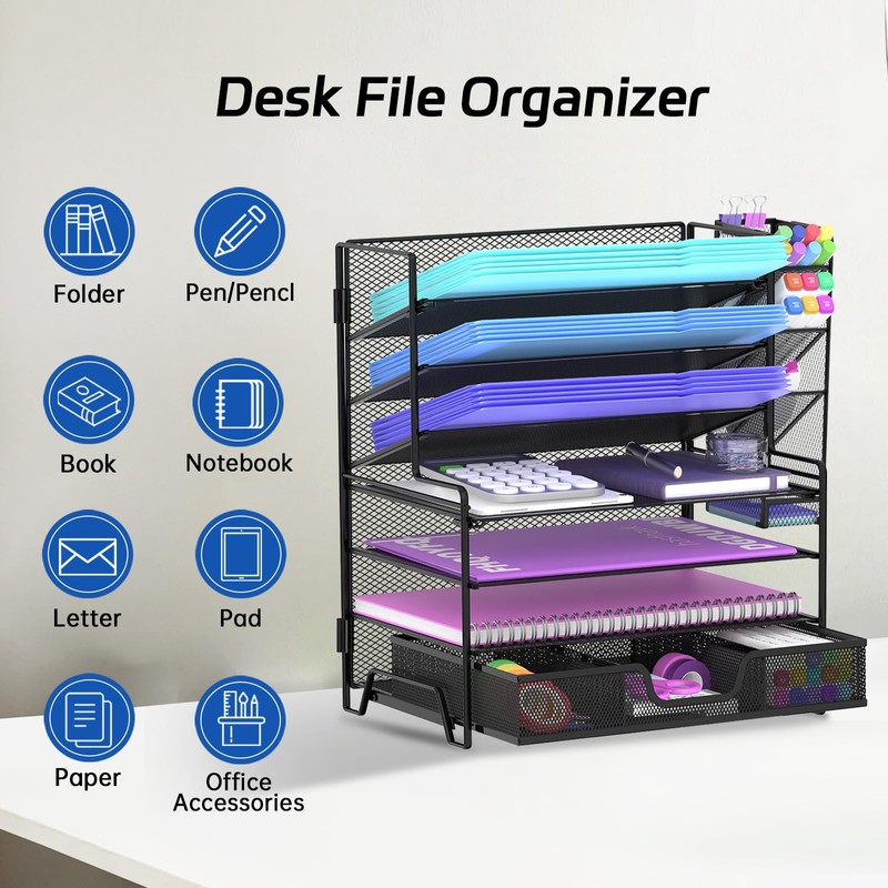 REEPLAN 4 Tier Desk Organizer + 3 Tier File Holder