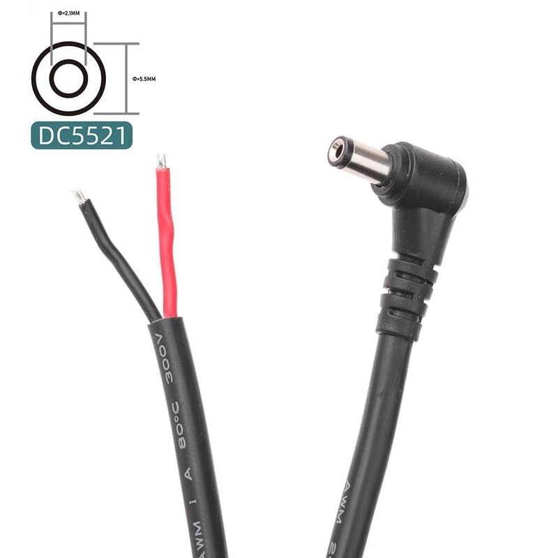 PENGLIN 2PCS 14AWG Right Angle DC Power Pigtails Cable, 5.5mm