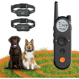 Htcuto X3 Wireless Dog Fence No Buried Wire Needed, Large Dog Collar for 2 Dogs up to 130lbs, 3500FT Adjustable Boundary & 6100FT Remote, IPX7 Waterproof, 185 Days Battery, 3 Modes, Black