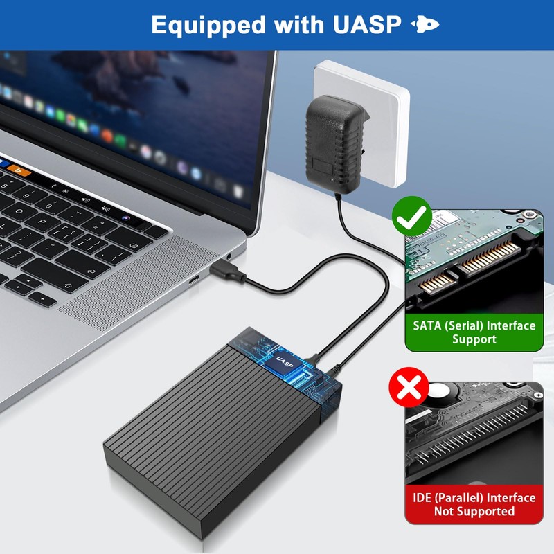 Gbformat 3.5 Hard Drive Enclosure, USB C/USB 3.0 SATA HDD