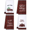 Patelai 4 Pcs Christmas Kitchen Towels Buffalo Check Plaid Dish
