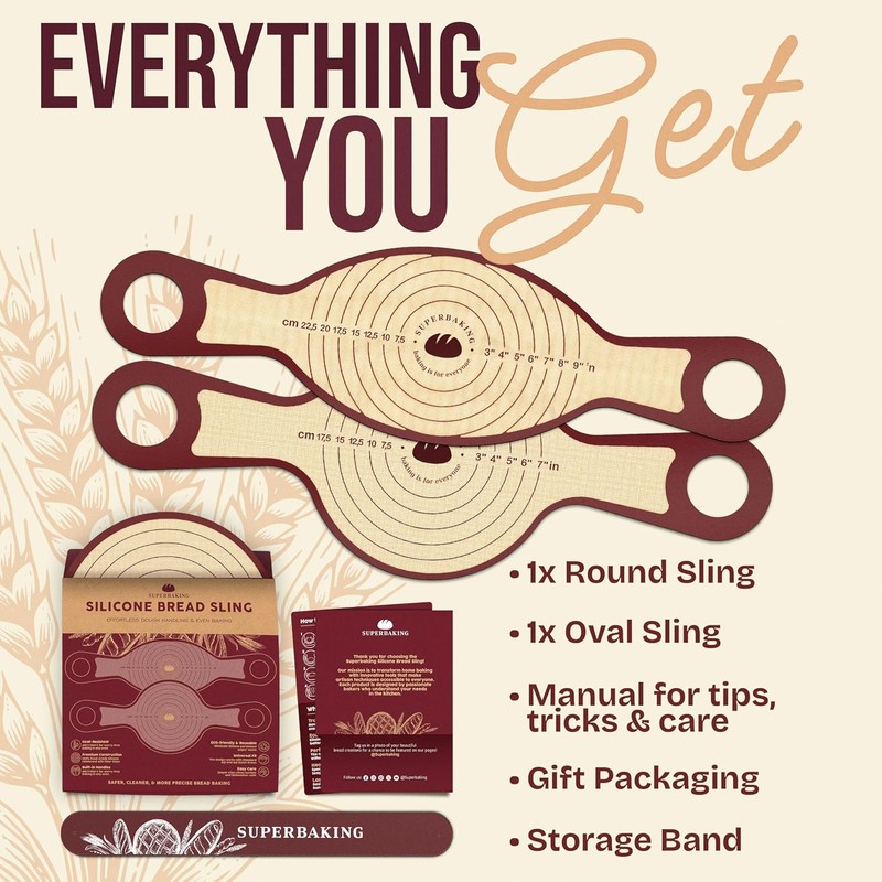 Pro Silicone Bread Sling 2 Pcs - 9in Round &
