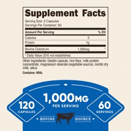 Nutricost Colostrum 1000mg, 120 Caps, 60 Servings (3 Bottles)