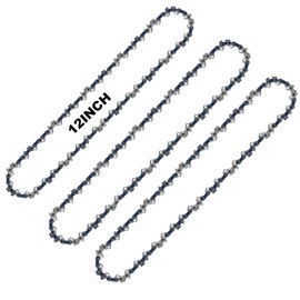 45 Drive Links 12 Inch Chainsaw Chain - 3 Pack Chainsaw Chain Replacement for 12 Inch Mini Chainsaw, 3/8" LP Pitch 050'' Gauge Compatible with DeWalt, Ryobi, Craftsman, Makita Chainsaws