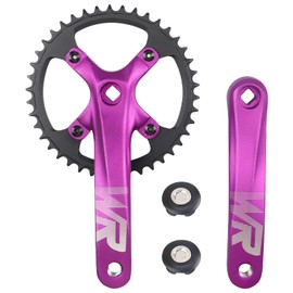 MEGHNA Bicycle Crankset Set 170 mm Crankset 42T Universal for Single Speed and 6/7/8/9/10/11 Speed Bike, MTB BMX Road Bike (Purple)