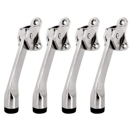 4 Packs Kickdown Door Stop for Heavy Door Garage Door with Rubber Tip and Spring Lever Metal Kickstand Door Stopper Hinge