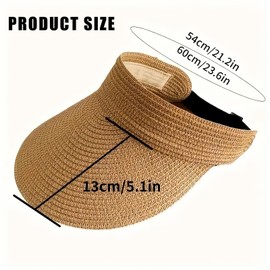 MUNSKT Sun Straw Visor for Women Straw Hollow Top Hat Summer UV Protection Sun Hat for Travel Green