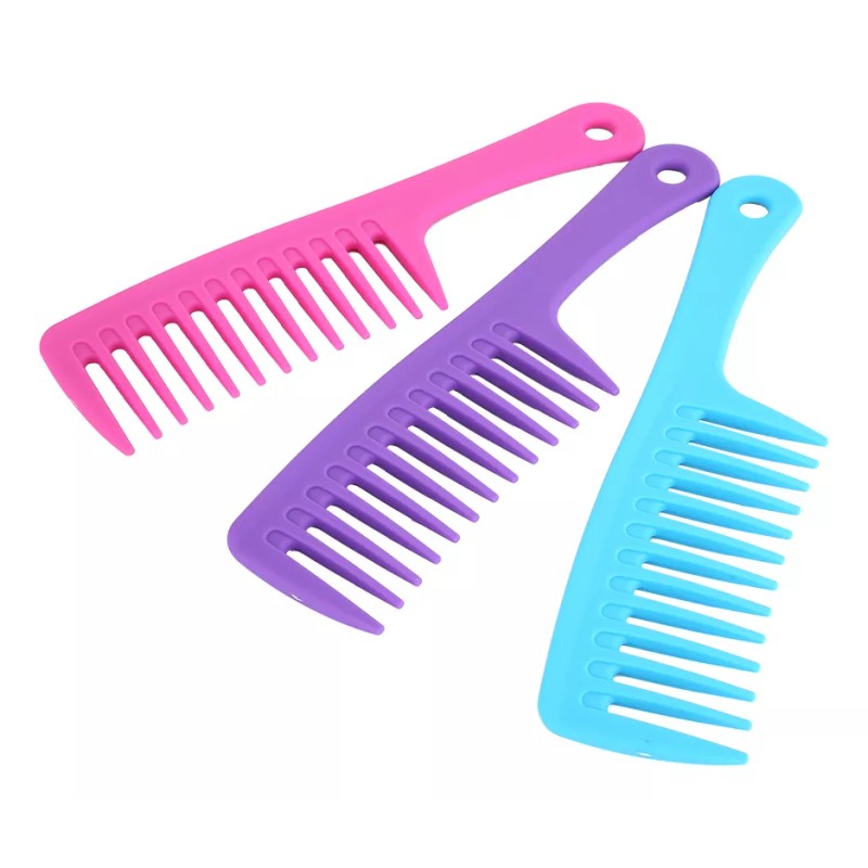 generic Peine De 3 Colores, Dientes Anchos, Mango Recto, Antiestátic
