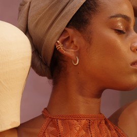 FETTERO 14K Gold Plated Earrings for Women Gold Huggie Hoops Lightweight Small Dainty Hoop Earrings Simple Trendy Hypoallergenic Hoops Jewelry Gift | Cubic Zirconia Huggie Earrings -Half Beaded CZ