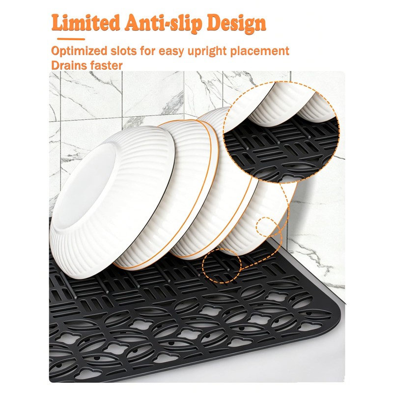 POPUBBY Silicone Kitchen Sink Protector Mat, 26"X 14"