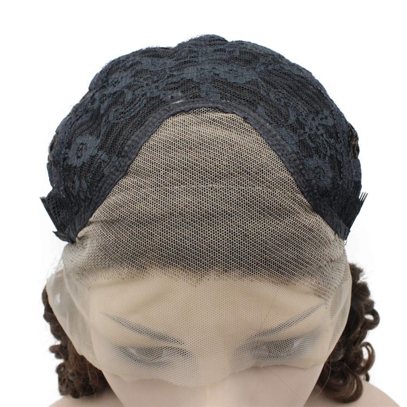 Mxangel Long Curly Lace Front Synthetic Wig Brown Heat Resistant