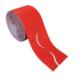 Bright Ideas Corrugated Border Roll for School Displays, Red, 10cm x 7.5m. BI7885.