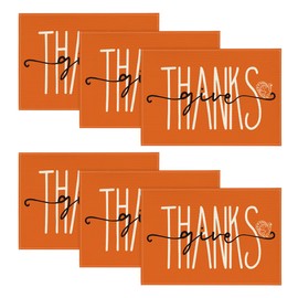 Artoid Mode Pumpkins Give Thanks Turkey Fall Placemats Set of 6, 12x18 Inch Pumpkin Pie Thanksgiving Table Mats for Party Kitchen Dining Decoration
