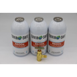 Enviro-Safe R-600a Refrigerant with 7/16" Self Sealing K28 6 oz , 3 cans/tap