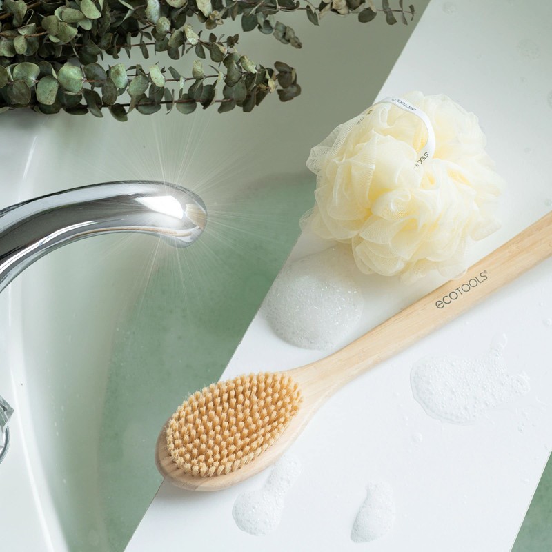 EcoTools Bath Bristle Brush, Bath Brush with Long Handle, Cleanse