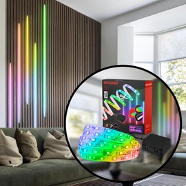 BRILONER - your Panel LED Strip Starter Set, RGB Colourful Light Colours, Remote Control, LED Strip, Room Decoration, LED Strip, Accessories Acoustic Panels, Light Strip, 2.6 m, White