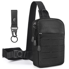 MOZETO Tactical Sling Bag Small YKK Zipper Mens EDC Crossbody Work Tool Utility Bag with Tactical Keychain