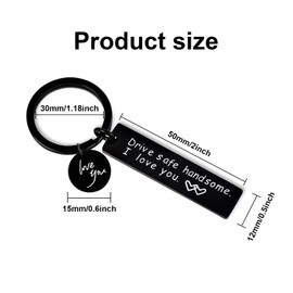 TopBine Drive Safe Keychain for Boyfriend Drive Safe I Love You Keychain Drive Safe Keychain Handsome I Love You Trucker Husband Gift for Husband Dad Gift Valentines Day Stocking Stuffer