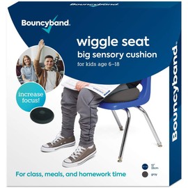 Bouncyband — Wiggle Seat – Gray, 13” D – Little Sensory Cushion for Kids Ages 6-18+ — Promotes Active Learning, Improves Student Productivity, Includes Easy-Inflation Pump