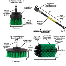 Drill Brush Power Scrubber by Useful Products Brochas de taladro de cocina verdes con extensor de largo alcance, kit de extensión de cepillo para polvo de taladro – accesorio de cepillo para polvo de limpieza giratorio para taladro