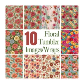 10 Floral 20oz Tumbler Sublimation Prints Bundle Ready to press
